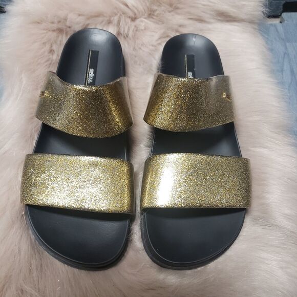 Melissa Cosmic Metallic Glitter Two Band Slide - Picture 2 of 6